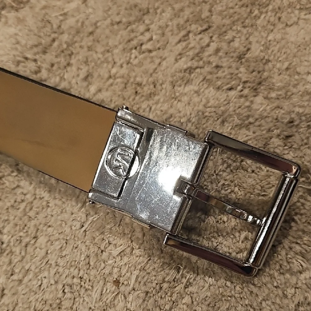 Michael Kors Black and Silver Logo Belt